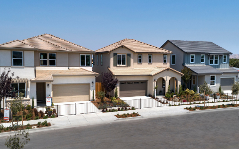 Mayfair at Westfield in Hollister community streetscape perks of presale home