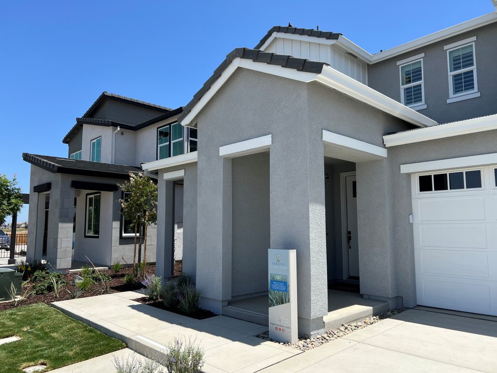 Serena at River Islands model home exterior, achieve the american dream